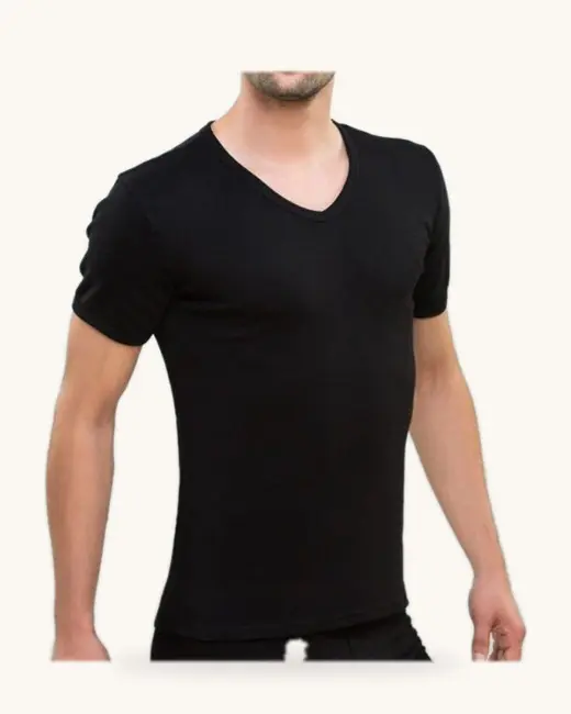 Férfi rövid ujjú V-nyakú póló pamutból Férfi rövid ujjú V-nyakú póló pamutból
