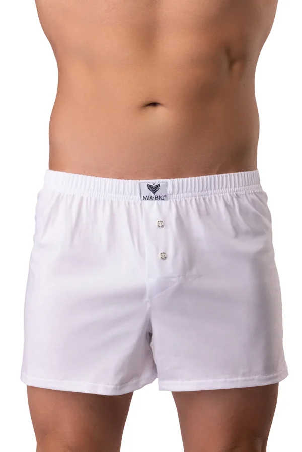 Bőszárú boxer – fehér Bőszárú boxer alsónadrág férfiaknak - 4-7XL